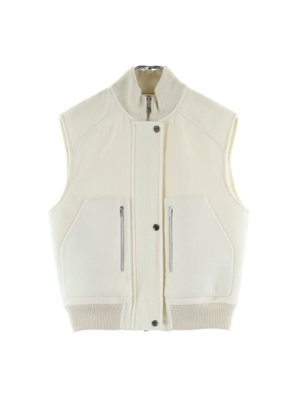 Hermes Cashmere Zip-up Vest Up White